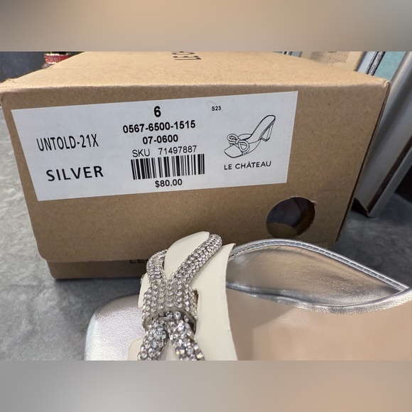 LE CHATEAU silver bow block heel mules - Picture 4 of 8